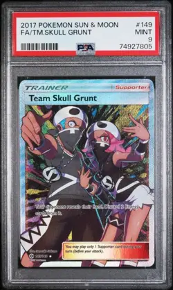2017 Pokemon Sun & Moon Base Set Full Art Team Skull Grunt #149 PSA 9 MINT - Image 1