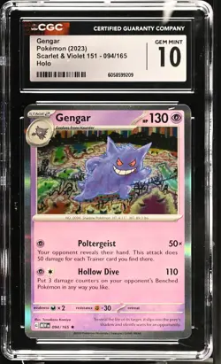 GENGAR 151 Holo Rare #094 CGC 10 Gem Mint Pokemon [Nostalgium] - Image 1