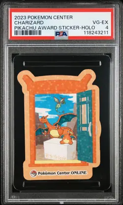 2023 POKEMON CENTER PIKACHU AWARD DELIVERY! STICKER HOLO CHARIZARD PSA 4 - Image 1