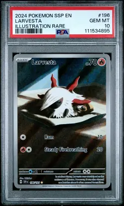 2024 POKEMON SSP EN-SURGING SPARKS ILLUSTRATION RARE #196 LARVESTA PSA 10 - Image 1