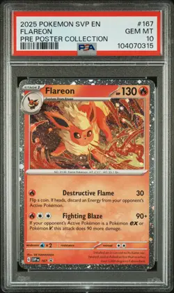2025 POKEMON SVP EN-SV BLACK STAR PROMO #167 FLAREON PSA 10 - Image 1