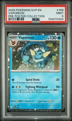 2025 POKEMON SVP EN-SV BLACK STAR PROMO #168 VAPOREON PSA 9 - Image 1