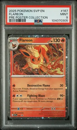 2025 POKEMON SVP EN-SV BLACK STAR PROMO #167 FLAREON PSA 9 - Image 1