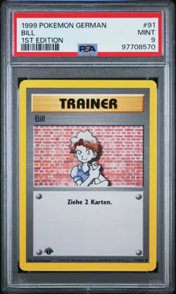 PSA 9 BILL 1ST EDITION 91 GERMAN BASE SET 1999 POKEMON MINT - Image 1