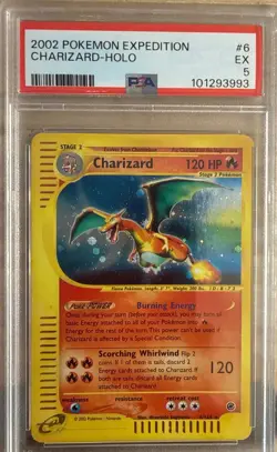 2002 POKEMON EXPEDITION CHARIZARD-HOLO RARE #6 EX CONDTION PSA 5 - Image 1