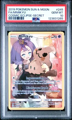 2019 POKEMON SUN & MOON COSMIC ECLIPSE SECRET #245 FULL ART/MIMIKYU PSA 10 - Image 1