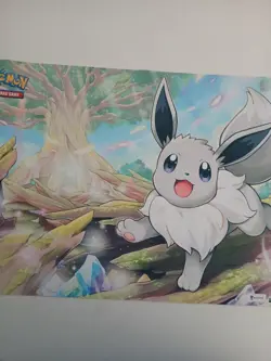 POKEMON GO Radiant EEVEE PLAYMAT 14x24" TCG Mat Rubber Backing Anti Slip - Image 2