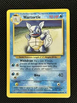 Wartortle 42/102 Base Set Vintage Pokemon Card 1999 NM - Image 1
