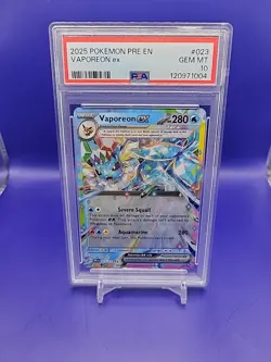 Pokemon Vaporeon EX Double Rare Prismatic Evolutions Card 023/131 PSA 10 - Image 1