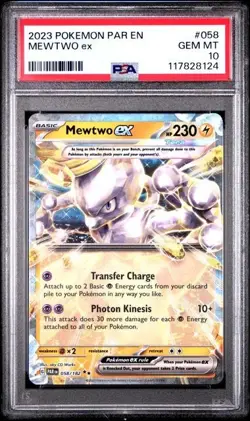Pokemon TCG Mewtwo ex 058/182 Paradox Rift Double Rare Card - PSA 10 - GEM MINT - Image 1