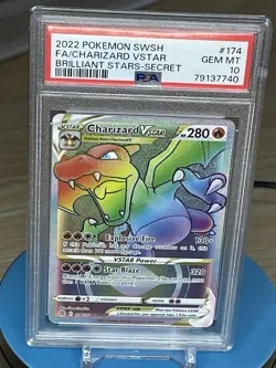 Pokemon Brilliant Stars Charizard VSTAR Rainbow Secret Rare Card 174/172 PSA 10 - Image 1