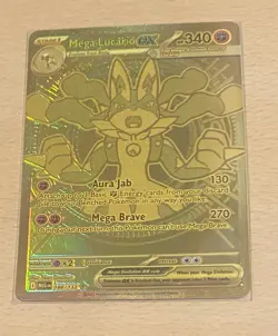 Mega Lucario ex Gold Mega Ultra Rare 188/132 Evolution English Pokemon card - Image 3