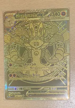 Mega Lucario ex Gold Mega Ultra Rare 188/132 Evolution English Pokemon card - Image 4