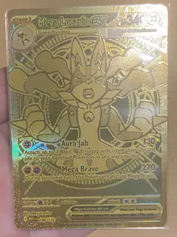 Mega Lucario ex Gold Mega Ultra Rare 188/132 Evolution English Pokemon card - Image 5