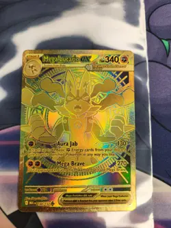 Mega Lucario EX Gold Rare Pokemon Card 188/132 Me01 Mega Evolution 2025 Nintendo - Image 1