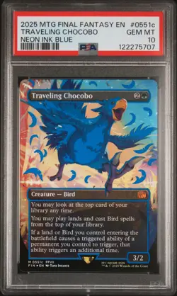 2025 MTG FINAL FANTASY COLORFUL CHOCOBOS-NEON INK BLUE TRAVELING CHOCOBO PSA 10 - Image 1