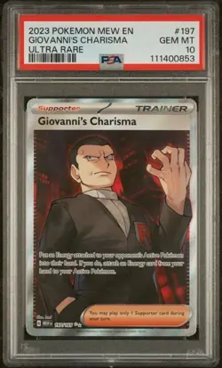 Pokemon Giovanni's Charisma 197/165 Scarlet & Violet 151 Holo PSA 10 GEM MINT - Image 1