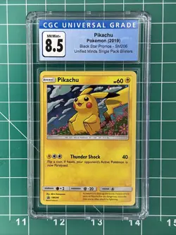 PIKACHU (2019) Pokemon Black Star Promos Unified Minds Holo Rare SM206 CGC 8.5 - Image 1