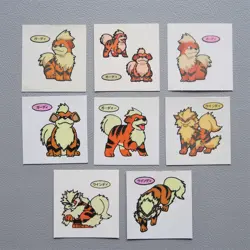 Pokemon Bread Deco Chara Seal Sticker Growlithe 8 stickers Japanese f497 - Image 1
