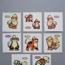 Pokemon Bread Deco Chara Seal Sticker Growlithe 8 stickers Japanese f497 - Image 2