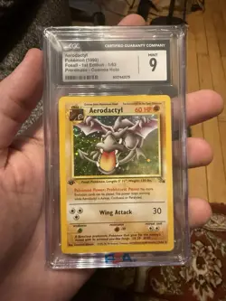 1st Edition Aerodactyl 1/62 Prerelease Fossil Holo Pokemon [CGC 9] - Image 1