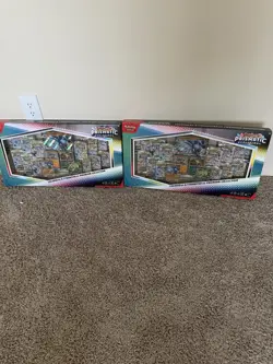 PRISMATIC EVOLUTIONS Lucario EX and Tyranitar EX Premium Collection Sealed - Image 1