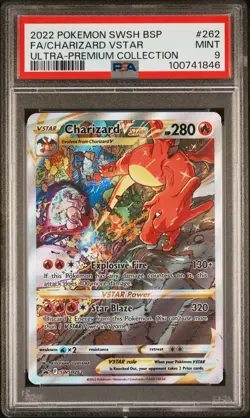 2022 POKEMON SWSH BLACK STAR PROMO #262 FULL ART/CHARIZARD VSTAR PSA 9 - Image 1