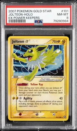 2007 POKEMON EX POWER KEEPERS GOLD STAR #101 JOLTEON-HOLO PSA 8 - Image 1