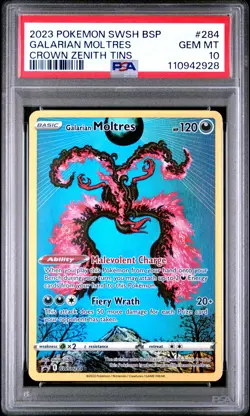 2023 POKEMON SWSH BLACK STAR PROMO CROWN ZENITH TINS GALARIAN MOLTRES PSA 10 - Image 1