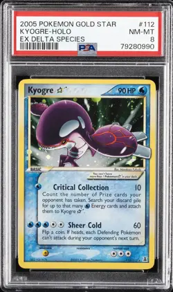 2005 POKEMON EX DELTA SPECIES GOLD STAR #112 KYOGRE-HOLO PSA 8 - Image 1