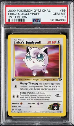 2000 POKEMON GYM CHALLENGE 1ST ED #69 ERIKA'S JIGGLYPUFF PSA 10 - Image 1