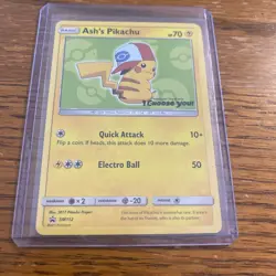 2017 Pokemon Ash's Pikachu TCG Black Star Promo Card SM112 MP Fast Shipping - Image 1