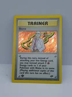 Pokemon Trainer Card 1st Edition Blaine Gym Challenge 17/132 Vintage Holo Rare - Image 3