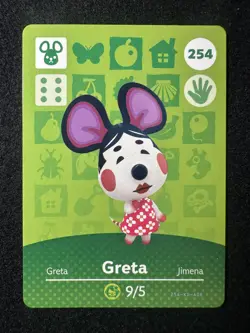 Greta #254 Animal Crossing Amiibo Card Series 3 Authentic +Tracking# - Image 1