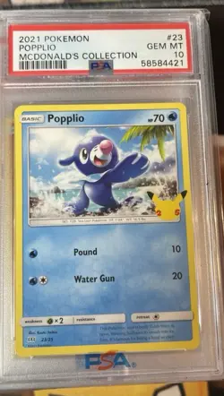 Popplio 23/25 McDonald's Promo Card 2021 PSA 10 Gem Mint Pokemon Card - Image 1