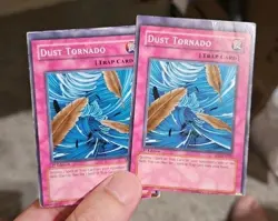 2x misprint Dust Tornado SD3-EN027 1st Edition yugioh played damaged card miscut - Image 1