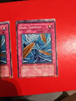 2x misprint Dust Tornado SD3-EN027 1st Edition yugioh played damaged card miscut - Image 4
