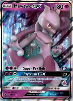 Mewtwo GX - 31/68 - Pokemon Trading Card Game - LP (slight dmg) - Image 1