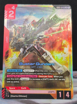 Buster Gundam GD01-046 LR Foil Newtype Rising Card Game GAT-X103 Near Mint TCG - Image 1