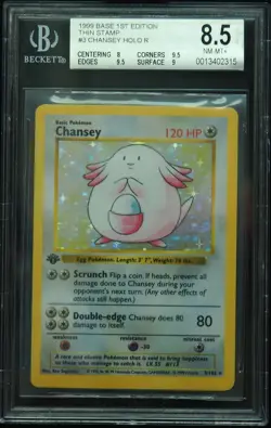 Chansey Holo R #3 BGS 8.5 NM-Mint 1999 Base First Edition Pokemon Card - Image 1