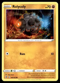 Rolycoly 105/192 Pokemon Card Rebel Clash Common 70 HP Lightly Played H21 - Image 1