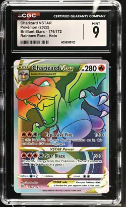 CHARIZARD VSTAR Brilliant Stars Holo Rare #174 CGC 9 Pokemon [Nostalgium] - Image 1