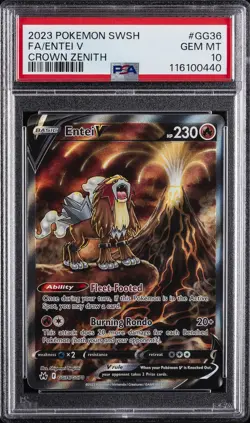 2023 POKEMON SWORD & SHIELD CROWN ZENITH #GG36 FULL ART/ENTEI V PSA 10 - Image 1