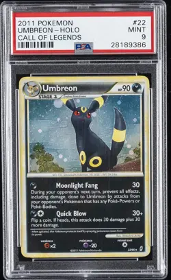 2011 POKEMON CALL OF LEGENDS #22 UMBREON-HOLO PSA 9 - Image 1