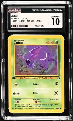 Zubat 70/82 1st Edition Pokemon Team Rocket CGC 10 Gem Mint - Image 1