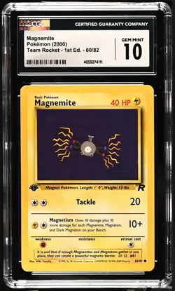 Magnemite 60/82 1st Edition Pokemon Team Rocket CGC 10 Gem Mint - Image 1