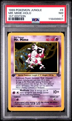 1999 POKEMON JUNGLE 1ST ED #6 MR. MIME-HOLO PSA 7 - Image 1