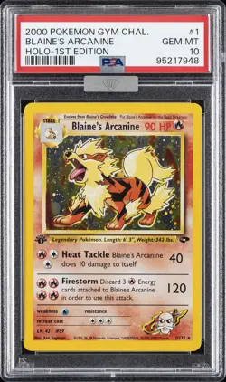 2000 POKEMON GYM CHALLENGE HOLO-1ST EDITION #1 BLAINE'S ARCANINE PSA 10 - Image 1
