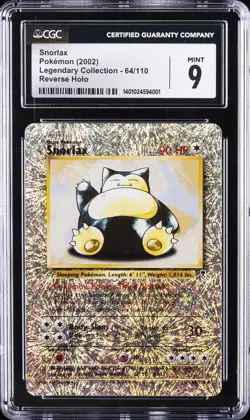 2002 POKEMON LEGENDARY COLLECTION #64 SNORLAX-REVERSE FOIL CGC 9 - Image 1