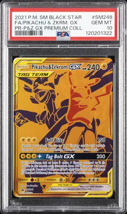 2021 POKEMON SM BLACK STAR PROMO #SM248 FULL ART/PIKACHU & ZEKROM GX PSA 10 - Image 1